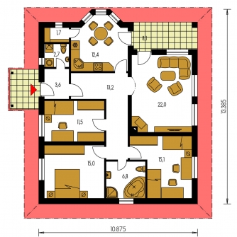 Grundriss des Erdgeschosses - BUNGALOW 91
